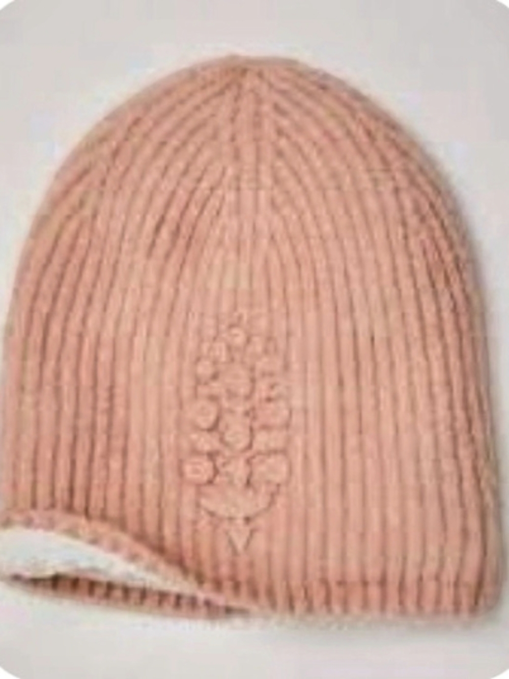 NEW Free People FP Movement Major Mogul Buti Ribbed Knit Beanie Hat Peach Pink